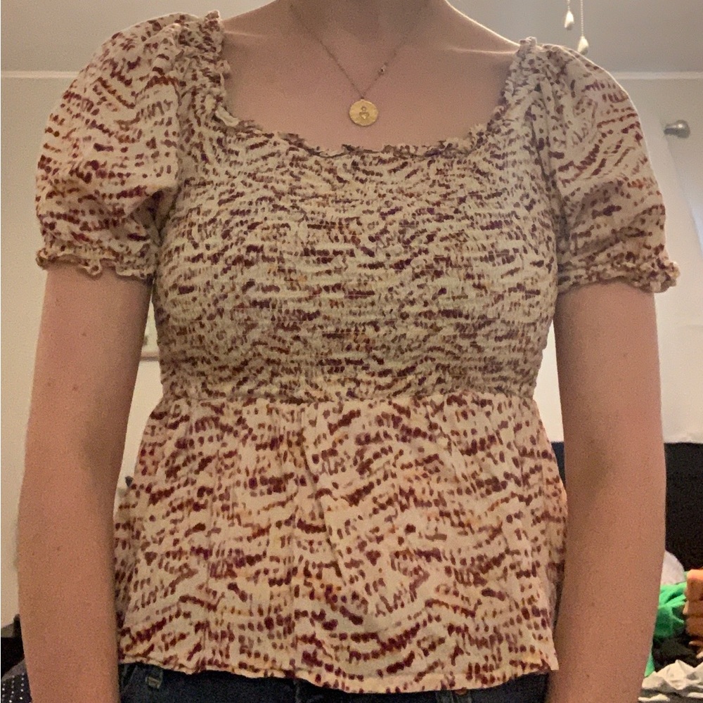 OLD NAVY Yellow and Burgundy Smock Top size S